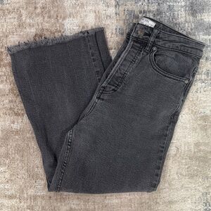 Free People Charcoal Frayed Hem Cropped Jeans